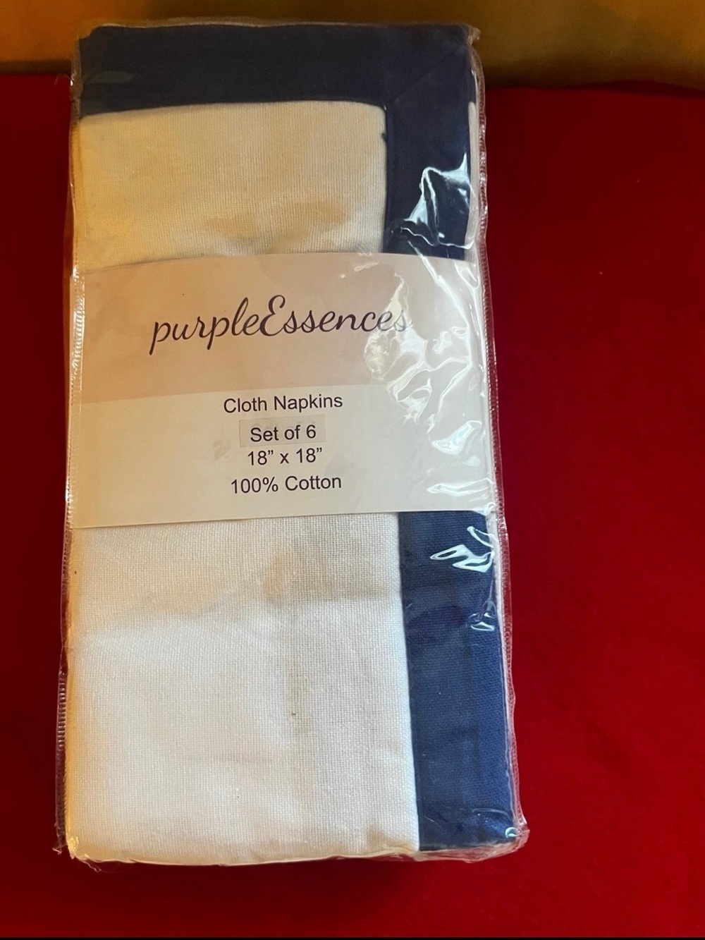 100% Cotton Blue Trim Cloth Napkin Set